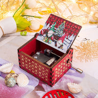 HKM-115347 Hand-Cranked Wooden Music Box with Christmas Melodies, Plywood Design