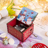 HKM-115347 Hand-Cranked Wooden Music Box with Christmas Melodies, Plywood Design