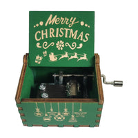 HKM-115347 Hand-Cranked Wooden Music Box with Christmas Melodies, Plywood Design