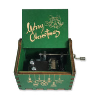 HKM-115347 Hand-Cranked Wooden Music Box with Christmas Melodies, Plywood Design