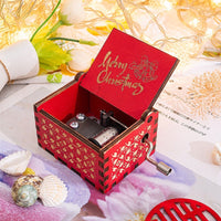 HKM-115347 Hand-Cranked Wooden Music Box with Christmas Melodies, Plywood Design