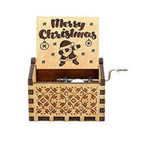 HKM-115347 Hand-Cranked Wooden Music Box with Christmas Melodies, Plywood Design
