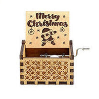 HKM-115347 Hand-Cranked Wooden Music Box with Christmas Melodies, Plywood Design
