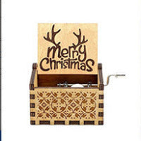 HKM-115347 Hand-Cranked Wooden Music Box with Christmas Melodies, Plywood Design