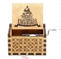 HKM-115347 Hand-Cranked Wooden Music Box with Christmas Melodies, Plywood Design