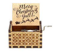 HKM-115347 Hand-Cranked Wooden Music Box with Christmas Melodies, Plywood Design