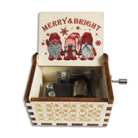 HKM-115347 Hand-Cranked Wooden Music Box with Christmas Melodies, Plywood Design