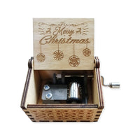 HKM-115347 Hand-Cranked Wooden Music Box with Christmas Melodies, Plywood Design