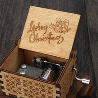 HKM-115347 Hand-Cranked Wooden Music Box with Christmas Melodies, Plywood Design