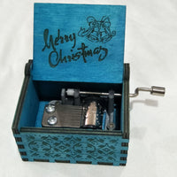 HKM-115347 Hand-Cranked Wooden Music Box with Christmas Melodies, Plywood Design