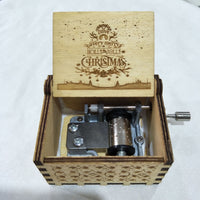 HKM-115347 Hand-Cranked Wooden Music Box with Christmas Melodies, Plywood Design