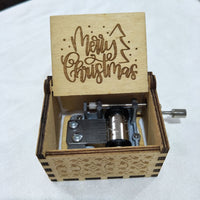 HKM-115347 Hand-Cranked Wooden Music Box with Christmas Melodies, Plywood Design