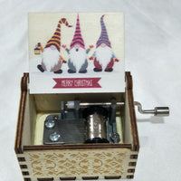 HKM-115347 Hand-Cranked Wooden Music Box with Christmas Melodies, Plywood Design