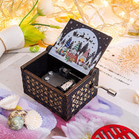HKM-115347 Hand-Cranked Wooden Music Box with Christmas Melodies, Plywood Design