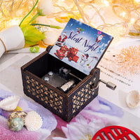 HKM-115347 Hand-Cranked Wooden Music Box with Christmas Melodies, Plywood Design