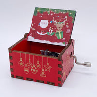 HKM-115347 Hand-Cranked Wooden Music Box with Christmas Melodies, Plywood Design