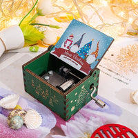 HKM-115347 Hand-Cranked Wooden Music Box with Christmas Melodies, Plywood Design