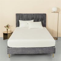 HKM-115539 Luxury White Pure Cotton Single Bed Sheet - 200cm x 230cm, Solid Color Design