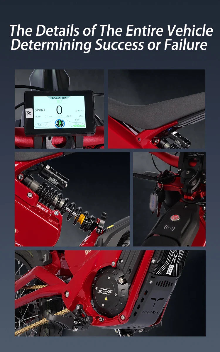 KTX-115603 60V 6500W Electric Dirt Bike with Dual Hydraulic Suspension and 17" Off-Road Tires