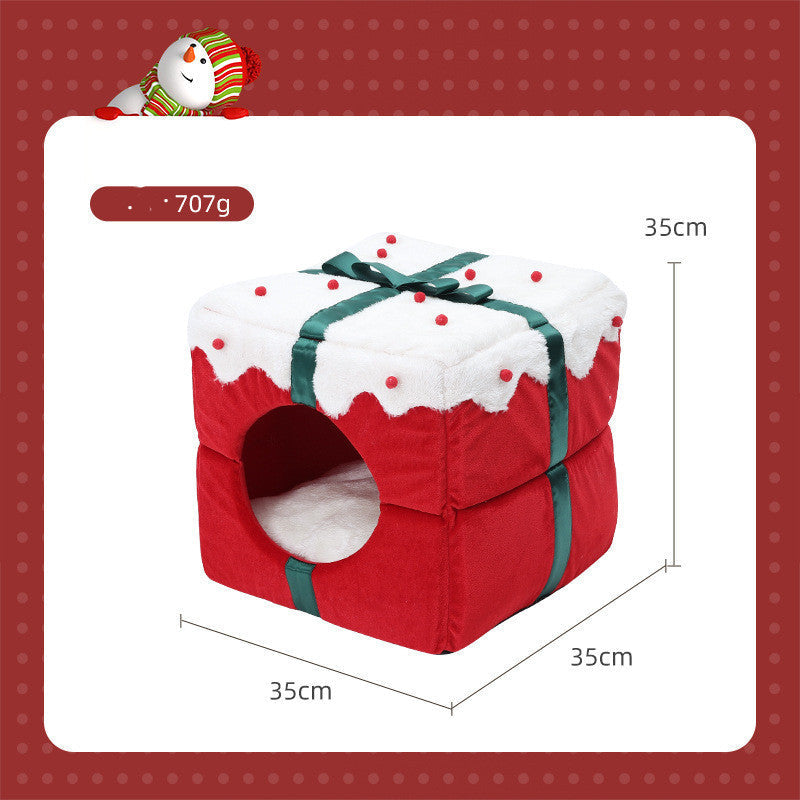 HKM-115603 Cat Nest Large Space One Nest Dual-use Christmas Pet Bed Fully Enclosed Small Dog Kennel