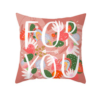 HKM-115603 Valentine's Day Cartoon Peach Skin Printed Cushion Cover for Living Room and Bedroom 45x45cm