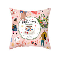 HKM-115603 Valentine's Day Cartoon Peach Skin Printed Cushion Cover for Living Room and Bedroom 45x45cm