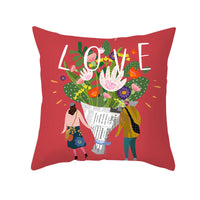 HKM-115603 Valentine's Day Cartoon Peach Skin Printed Cushion Cover for Living Room and Bedroom 45x45cm