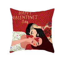 HKM-115603 Valentine's Day Cartoon Peach Skin Printed Cushion Cover for Living Room and Bedroom 45x45cm