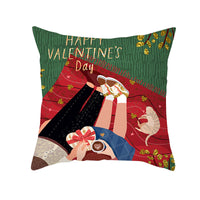 HKM-115603 Valentine's Day Cartoon Peach Skin Printed Cushion Cover for Living Room and Bedroom 45x45cm