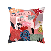 HKM-115603 Valentine's Day Cartoon Peach Skin Printed Cushion Cover for Living Room and Bedroom 45x45cm