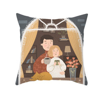 HKM-115603 Valentine's Day Cartoon Peach Skin Printed Cushion Cover for Living Room and Bedroom 45x45cm
