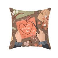 HKM-115603 Valentine's Day Cartoon Peach Skin Printed Cushion Cover for Living Room and Bedroom 45x45cm