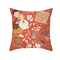HKM-115603 Valentine's Day Cartoon Peach Skin Printed Cushion Cover for Living Room and Bedroom 45x45cm
