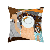 HKM-115603 Valentine's Day Cartoon Peach Skin Printed Cushion Cover for Living Room and Bedroom 45x45cm