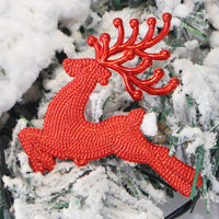 HKM-115667 Electroplated Hemp Dot Christmas Elk Pendant in Gold, Silver, and Red - Perfect Holiday Tree Decoration