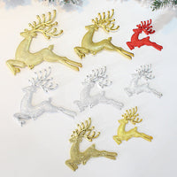 HKM-115667 Electroplated Hemp Dot Christmas Elk Pendant in Gold, Silver, and Red - Perfect Holiday Tree Decoration