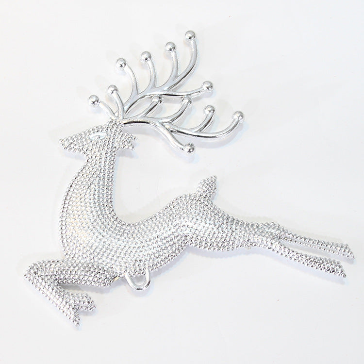 HKM-115667 Electroplated Hemp Dot Christmas Elk Pendant in Gold, Silver, and Red - Perfect Holiday Tree Decoration