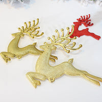 HKM-115667 Electroplated Hemp Dot Christmas Elk Pendant in Gold, Silver, and Red - Perfect Holiday Tree Decoration