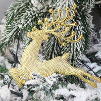 HKM-115667 Electroplated Hemp Dot Christmas Elk Pendant in Gold, Silver, and Red - Perfect Holiday Tree Decoration
