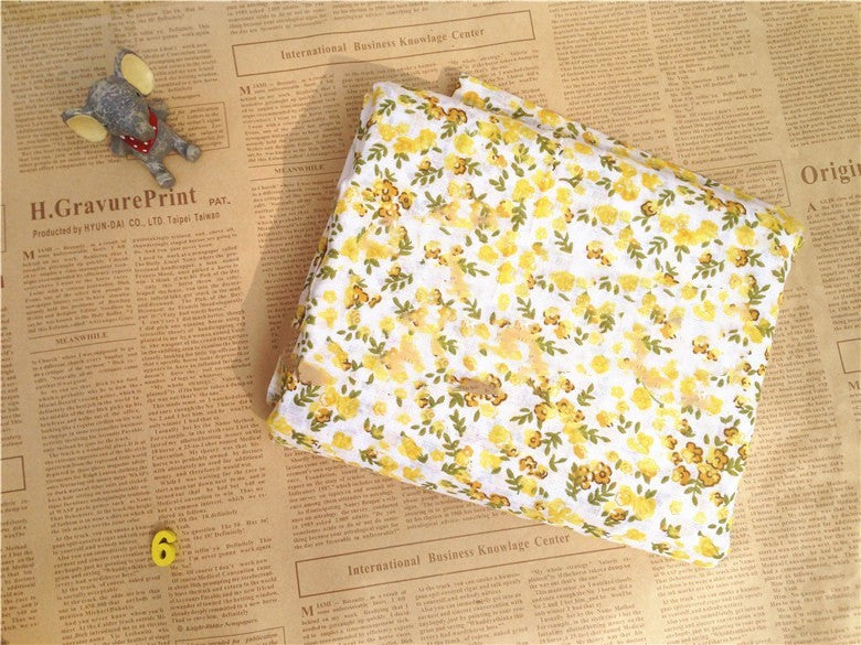 HKM-116051 Floral Cotton Fabric - 152cm Wide Yellow Print for Clothing, Home Décor, and DIY Projects