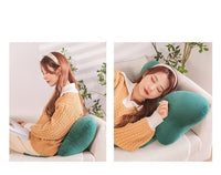 HKM-116179 Red Bow Decorative Pillow with Dark Green Accent - Modern 70x40cm Cushion