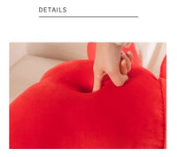 HKM-116179 Red Bow Decorative Pillow with Dark Green Accent - Modern 70x40cm Cushion