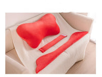 HKM-116179 Red Bow Decorative Pillow with Dark Green Accent - Modern 70x40cm Cushion