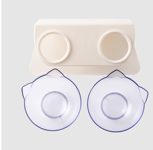 HKM-116243 Tilting Cat Bowl with Oblique Design for Cervical Support - White