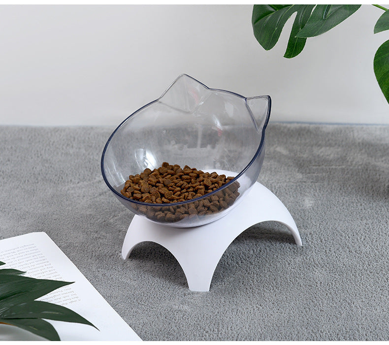HKM-116243 Tilting Cat Bowl with Oblique Design for Cervical Support - White