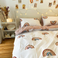 HKM-116371 White Cotton 4-Piece Twill Quilt Cover Set for Summer Bedding