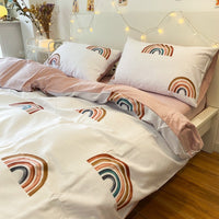 HKM-116371 White Cotton 4-Piece Twill Quilt Cover Set for Summer Bedding