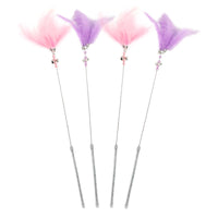 HKM-116691 Interactive Feather Teaser Stick for Cats - Colorful Cat Toy in Pink, Purple, Gray, Blue