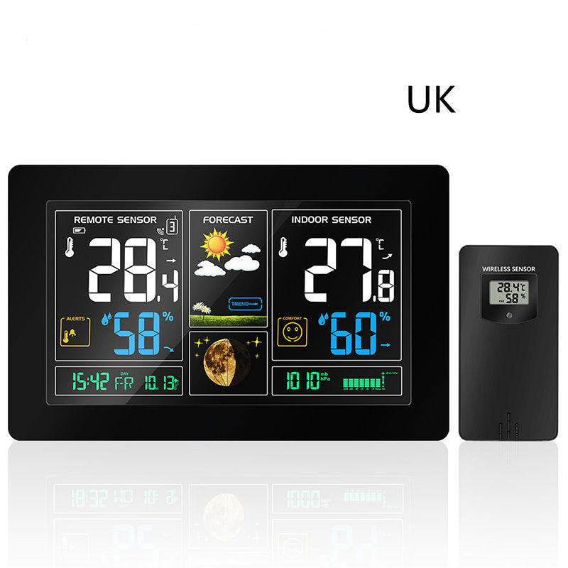 HKM-117075 Radio Controlled Perpetual Calendar Alarm Clock with Humidity and Weather Forecast Features