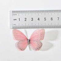 HKM-117139 Double Layer Mesh Laminate Floral Print Double Diamond Butterfly Jewelry Headdress